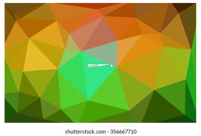 Multicolor dark green, yellow, orange geometric rumpled triangular low poly origami style gradient illustration graphic background. Vector polygonal design for your business.