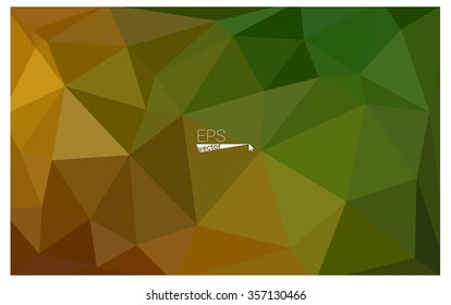 Multicolor dark green, yellow, orange geometric rumpled triangular low poly origami style gradient illustration graphic background. Vector polygonal design for your business.
