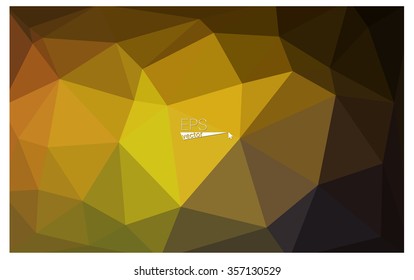 Multicolor dark green, yellow, orange geometric rumpled triangular low poly origami style gradient illustration graphic background. Vector polygonal design for your business.