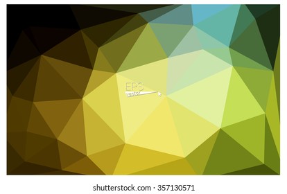 Multicolor dark green, yellow, orange geometric rumpled triangular low poly origami style gradient illustration graphic background. Vector polygonal design for your business.