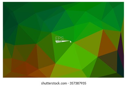 Multicolor dark green, yellow, orange geometric rumpled triangular low poly origami style gradient illustration graphic background. Vector polygonal design for your business.