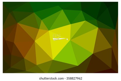 Multicolor dark green, yellow, orange geometric rumpled triangular low poly origami style gradient illustration graphic background. Vector polygonal design for your business.