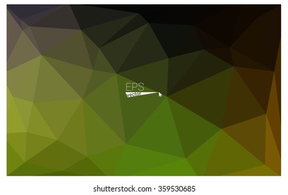 Multicolor dark green, yellow, orange geometric rumpled triangular low poly origami style gradient illustration graphic background. Vector polygonal design for your business.