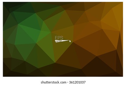 Multicolor dark green, yellow, orange geometric rumpled triangular low poly origami style gradient illustration graphic background. Vector polygonal design for your business.