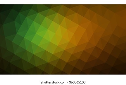 Multicolor dark green, yellow, orange polygonal illustration, which consist of triangles. Geometric background in Origami style with gradient. Triangular design for your business in vector.