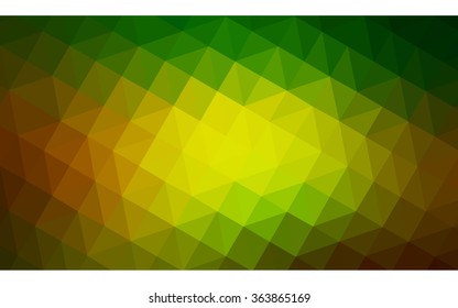 Multicolor dark green, yellow, orange polygonal illustration, which consist of triangles. Geometric background in Origami style with gradient. Triangular design for your business in vector.