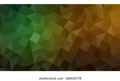 Multicolor dark green, yellow, orange polygonal illustration, which consist of triangles. Geometric background in Origami style with gradient. Triangular design for your business in vector.
