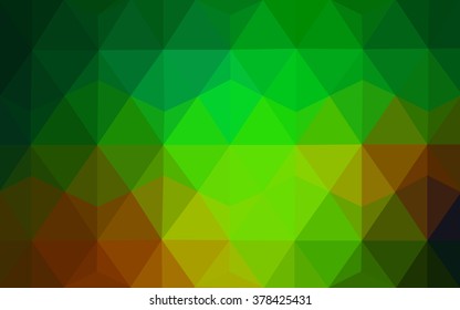 Multicolor dark green, yellow, orange polygonal illustration, which consist of triangles. Geometric background in Origami style with gradient. Triangular design for your business.