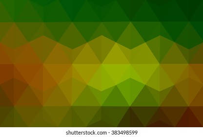 Multicolor dark green, yellow, orange polygonal illustration, which consist of triangles. Geometric background in Origami style with gradient. Triangular design for your business.