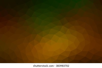 Multicolor dark green, yellow, orange polygonal illustration, which consist of triangles. Geometric background in Origami style with gradient. Triangular design for your business.