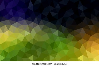 Multicolor dark green, yellow, orange polygonal illustration, which consist of triangles. Geometric background in Origami style with gradient. Triangular design for your business.