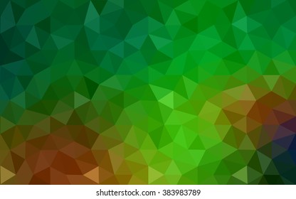 Multicolor dark green, yellow, orange polygonal illustration, which consist of triangles. Geometric background in Origami style with gradient. Triangular design for your business.