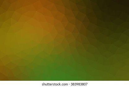 Multicolor dark green, yellow, orange polygonal illustration, which consist of triangles. Geometric background in Origami style with gradient. Triangular design for your business.