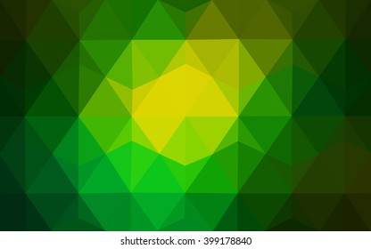 Multicolor dark green, yellow, orange polygonal illustration, which consist of triangles. Geometric background in Origami style with gradient. Triangular design for your business.