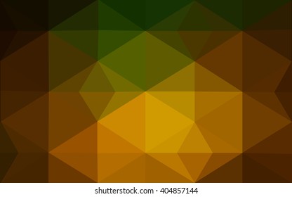 Multicolor dark green, yellow, orange polygonal illustration, which consist of triangles. Geometric background in Origami style with gradient. Triangular design for your business.