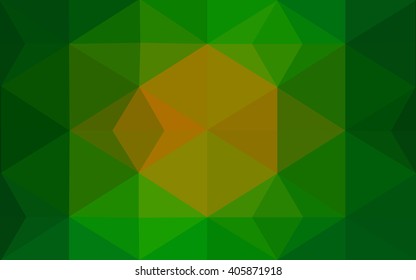 Multicolor dark green, yellow, orange polygonal illustration, which consist of triangles. Geometric background in Origami style with gradient. Triangular design for your business.