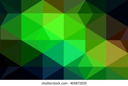 Multicolor dark green, yellow, orange polygonal illustration, which consist of triangles. Geometric background in Origami style with gradient. Triangular design for your business.