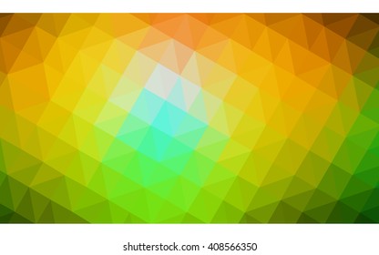 Multicolor dark green, yellow, orange polygonal illustration, which consist of triangles. Geometric background in Origami style with gradient. Triangular design for your business.