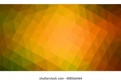Multicolor dark green, yellow, orange polygonal illustration, which consist of triangles. Geometric background in Origami style with gradient. Triangular design for your business.