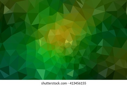 Multicolor dark green, yellow, orange polygonal illustration, which consist of triangles. Geometric background in Origami style with gradient. Triangular design for your business.