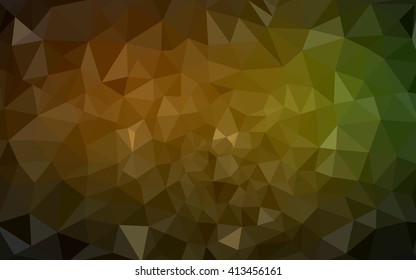 Multicolor dark green, yellow, orange polygonal illustration, which consist of triangles. Geometric background in Origami style with gradient. Triangular design for your business.