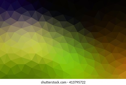 Multicolor dark green, yellow, orange polygonal illustration, which consist of triangles. Geometric background in Origami style with gradient. Triangular design for your business.
