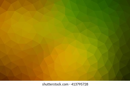 Multicolor dark green, yellow, orange polygonal illustration, which consist of triangles. Geometric background in Origami style with gradient. Triangular design for your business.