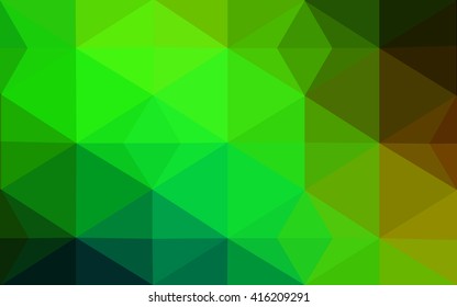 Multicolor dark green, yellow, orange polygonal illustration, which consist of triangles. Geometric background in Origami style with gradient. Triangular design for your business.
