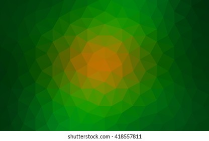 Multicolor dark green, yellow, orange polygonal illustration, which consist of triangles. Geometric background in Origami style with gradient. Triangular design for your business.