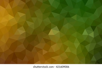 Multicolor dark green, yellow, orange polygonal illustration, which consist of triangles. Geometric background in Origami style with gradient. Triangular design for your business.