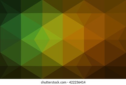 Multicolor dark green, yellow, orange polygonal illustration, which consist of triangles. Geometric background in Origami style with gradient. Triangular design for your business.
