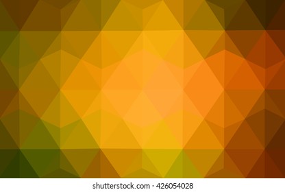 Multicolor dark green, yellow, orange polygonal illustration, which consist of triangles. Geometric background in Origami style with gradient. Triangular design for your business.