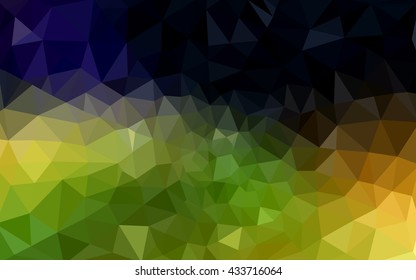 Multicolor dark green, yellow, orange polygonal illustration, which consist of triangles. Geometric background in Origami style with gradient. Triangular design for your business.