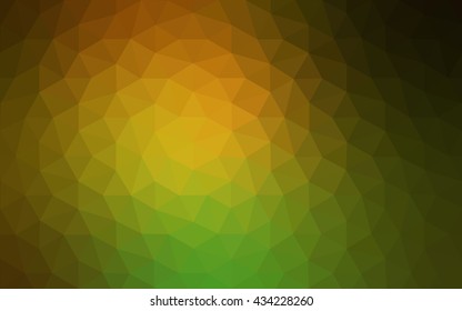 Multicolor dark green, yellow, orange polygonal illustration, which consist of triangles. Geometric background in Origami style with gradient. Triangular design for your business.