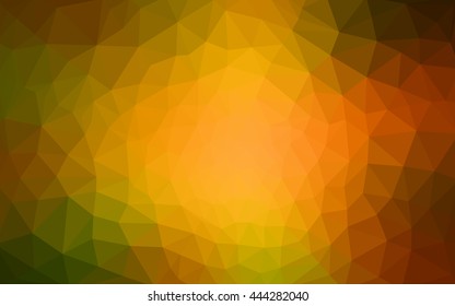 Multicolor dark green, yellow, orange polygonal illustration, which consist of triangles. Geometric background in Origami style with gradient. Triangular design for your business.