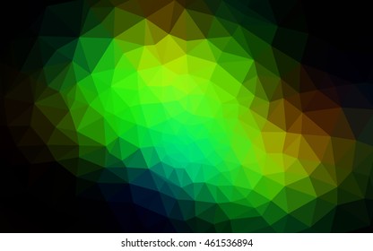 Multicolor dark green, yellow, orange polygonal illustration, which consist of triangles. Geometric background in Origami style with gradient. Triangular design for your business.