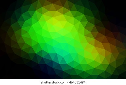 Multicolor dark green, yellow, orange polygonal illustration, which consist of triangles. Geometric background in Origami style with gradient. Triangular design for your business.