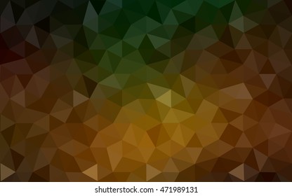 Multicolor dark green, yellow, orange polygonal illustration, which consist of triangles. Geometric background in Origami style with gradient. Triangular design for your business.