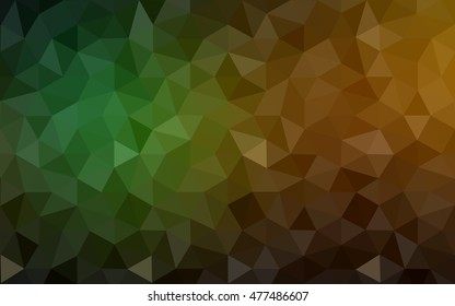 Multicolor dark green, yellow, orange polygonal illustration, which consist of triangles. Geometric background in Origami style with gradient. Triangular design for your business.