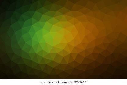 Multicolor dark green, yellow, orange polygonal illustration, which consist of triangles. Geometric background in Origami style with gradient. Triangular design for your business.