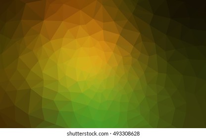 Multicolor dark green, yellow, orange polygonal illustration, which consist of triangles. Geometric background in Origami style with gradient. Triangular design for your business.