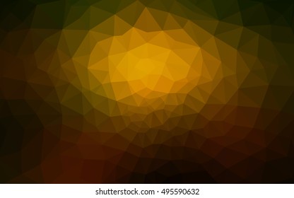 Multicolor dark green, yellow, orange polygonal illustration, which consist of triangles. Geometric background in Origami style with gradient. Triangular design for your business.