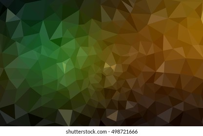 Multicolor dark green, yellow, orange polygonal illustration, which consist of triangles. Geometric background in Origami style with gradient. Triangular design for your business.