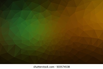 Multicolor dark green, yellow, orange polygonal illustration, which consist of triangles. Geometric background in Origami style with gradient. Triangular design for your business.