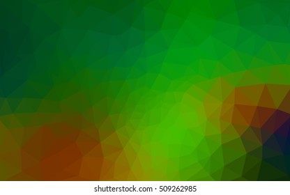 Multicolor dark green, yellow, orange polygonal illustration, which consist of triangles. Geometric background in Origami style with gradient. Triangular design for your business.