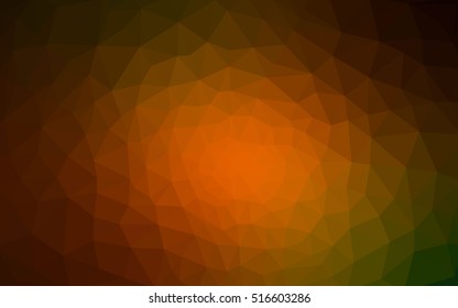 Multicolor dark green, yellow, orange polygonal illustration, which consist of triangles. Geometric background in Origami style with gradient. Triangular design for your business.