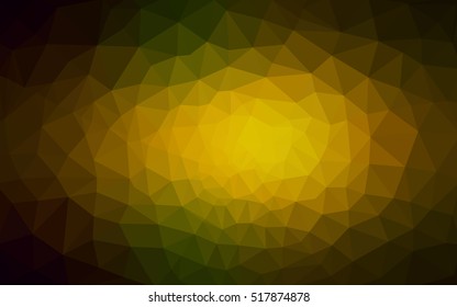 Multicolor dark green, yellow, orange polygonal illustration, which consist of triangles. Geometric background in Origami style with gradient. Triangular design for your business.