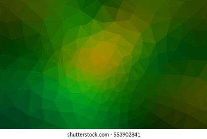 Multicolor dark green, yellow, orange polygonal illustration, which consist of triangles. Geometric background in Origami style with gradient. Triangular design for your business.
