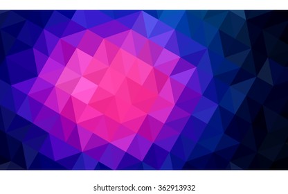 Multicolor dark pink, blue polygonal illustration, which consist of triangles. Geometric background in Origami style with gradient. Triangular design for your business in vector.