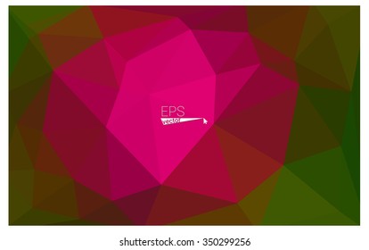 Multicolor dark pink, green geometric rumpled triangular low poly origami style gradient illustration graphic background. Vector polygonal design for your business.